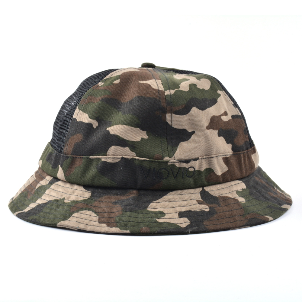 plain embroidery logo camo bucket hats