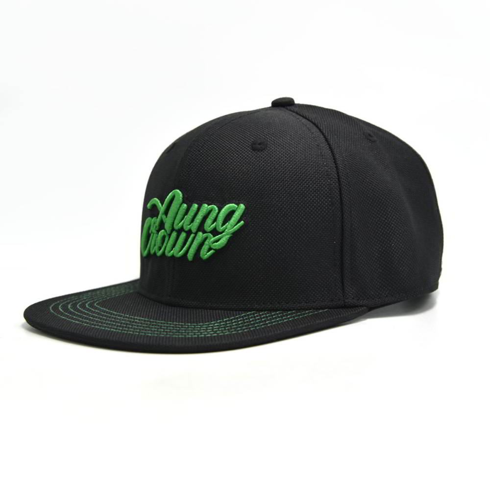 aungcrown embroidery logo black snapback caps custom