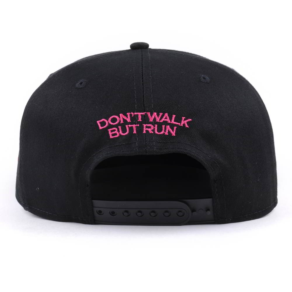 puff embroidery black flat brim black snapback caps