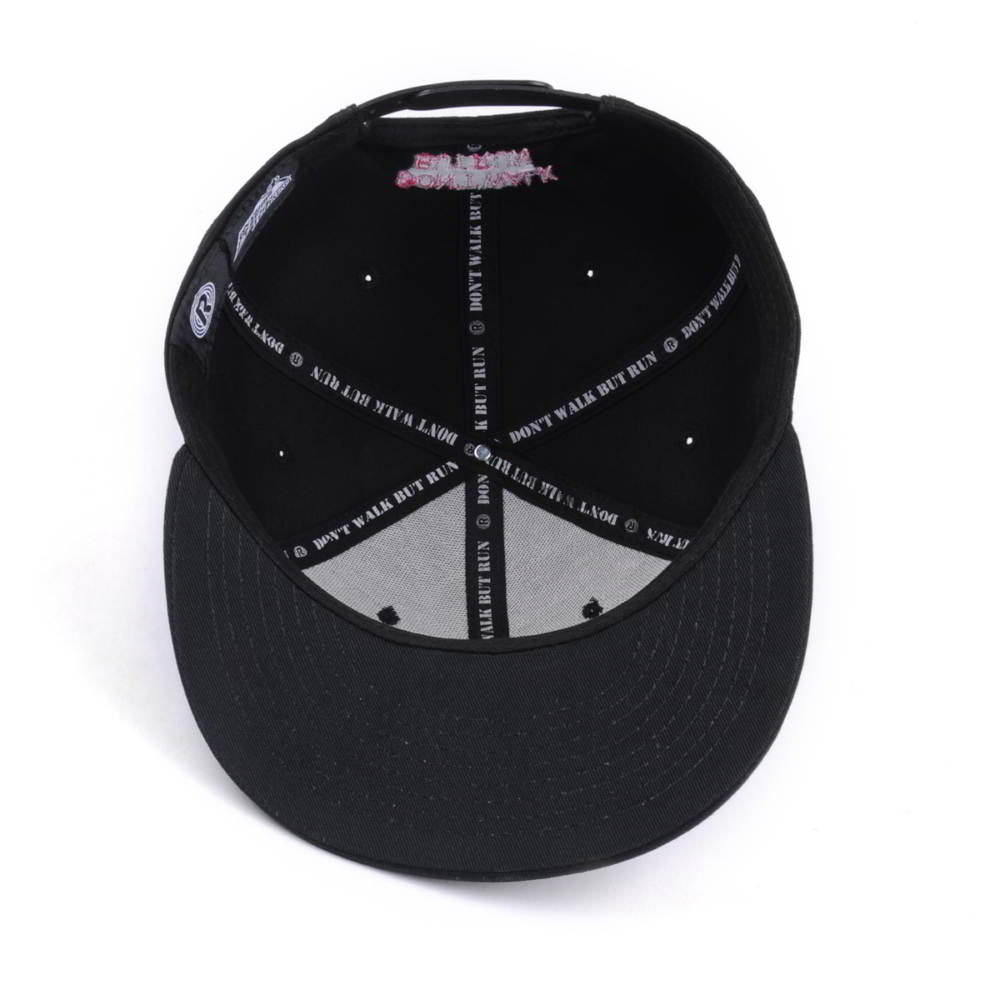 puff embroidery black flat brim black snapback caps