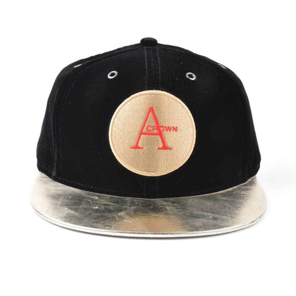 embroidery patch leather brim velvet snapback hats