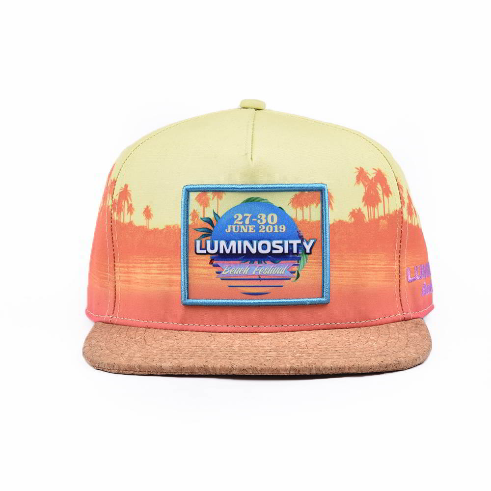 cork brim embroidery patch 5 panels snapback hats