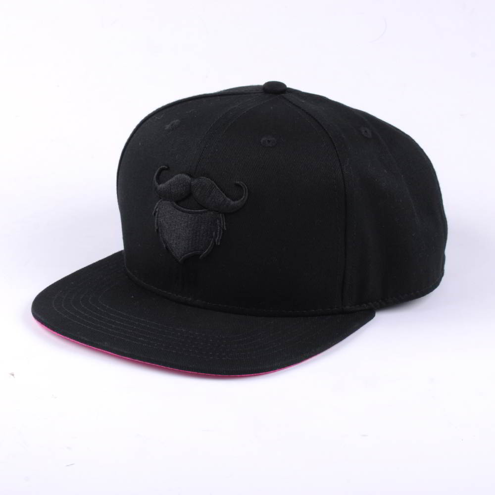 black 3d embroidery flat brim snapback caps