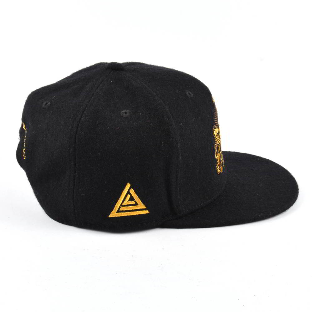 embroidery logo black metal wool snapback hats