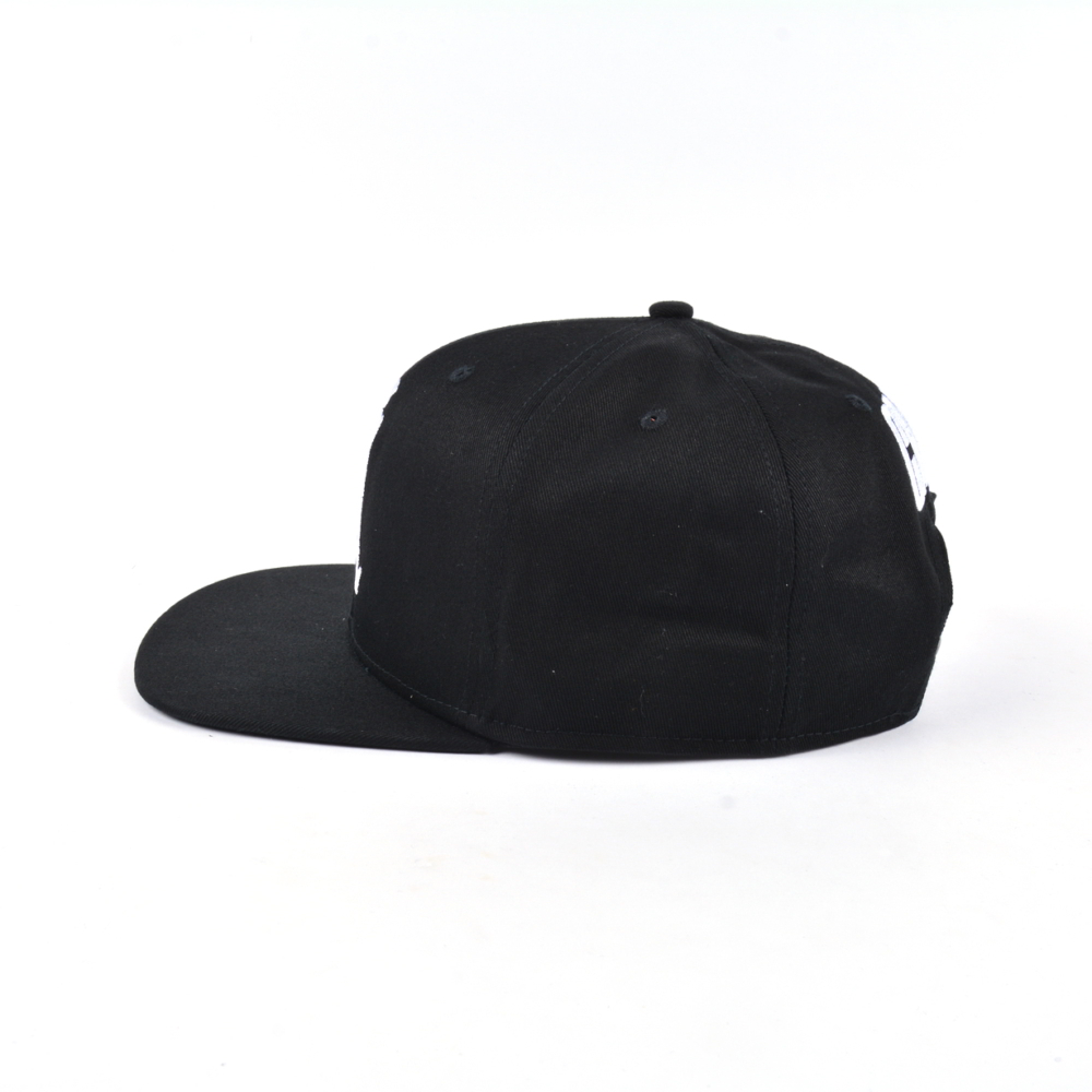 flat embroidery black snapback caps design logo custom