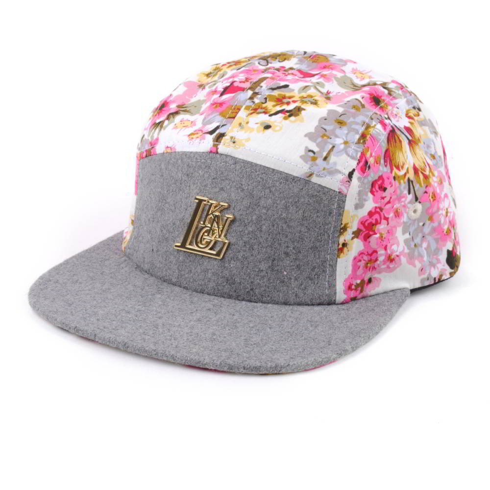 metal patch logo melton wool printing 5 panels snapback hats