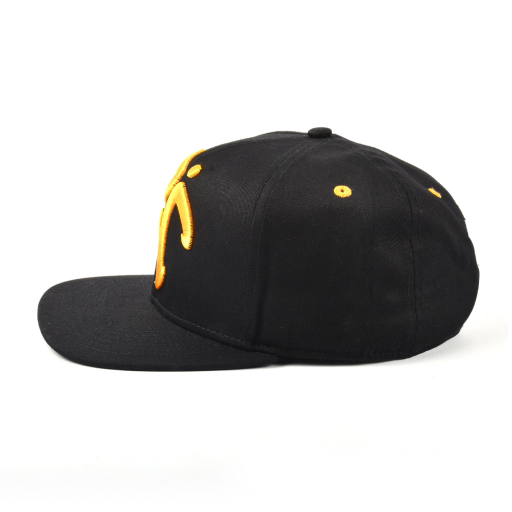 puff embroidery black snapback caps custom