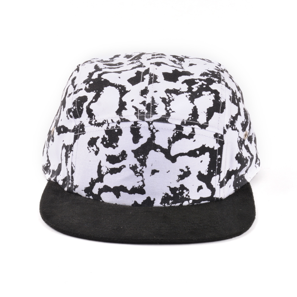 black suede brim 5 panels printing caps