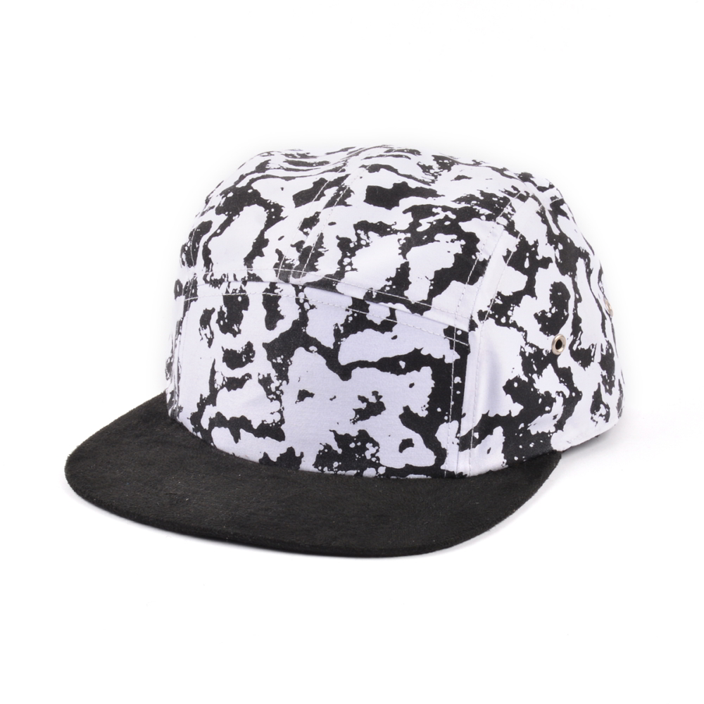 black suede brim 5 panels printing caps