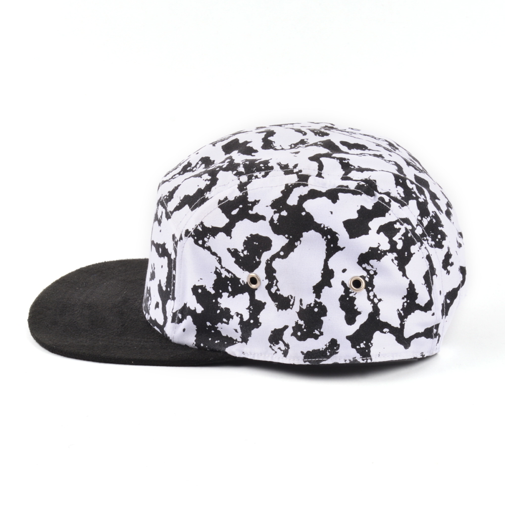 black suede brim 5 panels printing caps