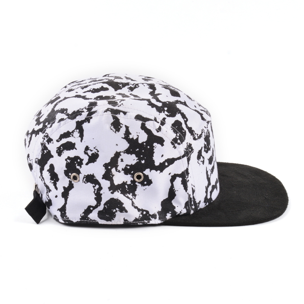 black suede brim 5 panels printing caps