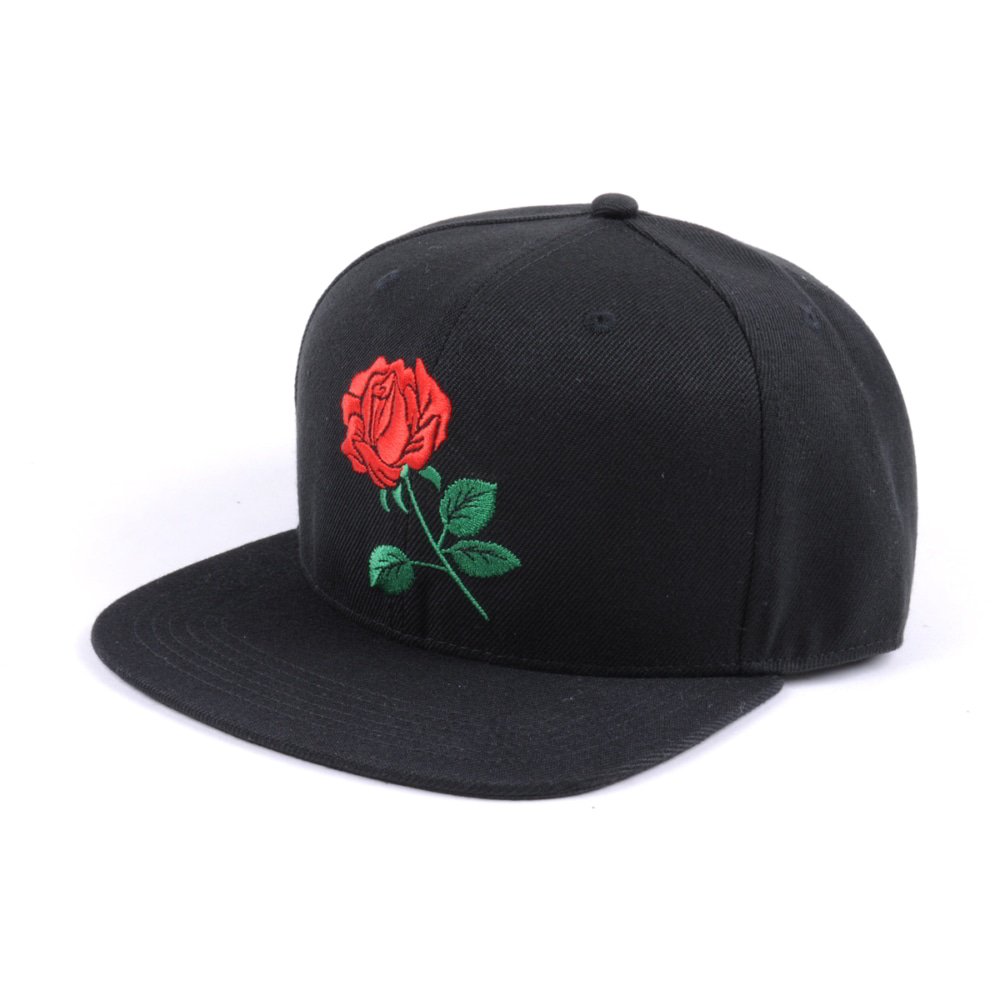 embroidery logo plain black snapback hats