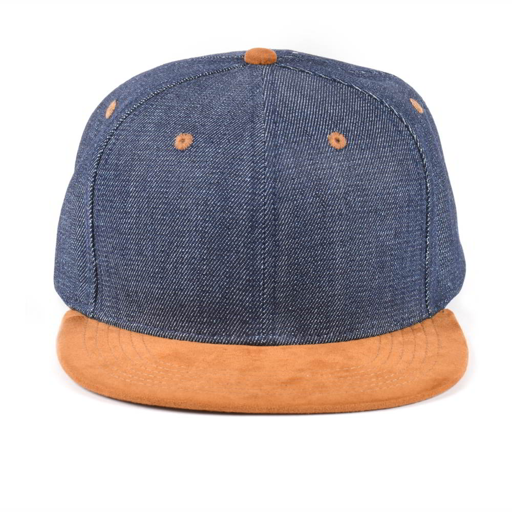 >suede brim denim flat snapback caps