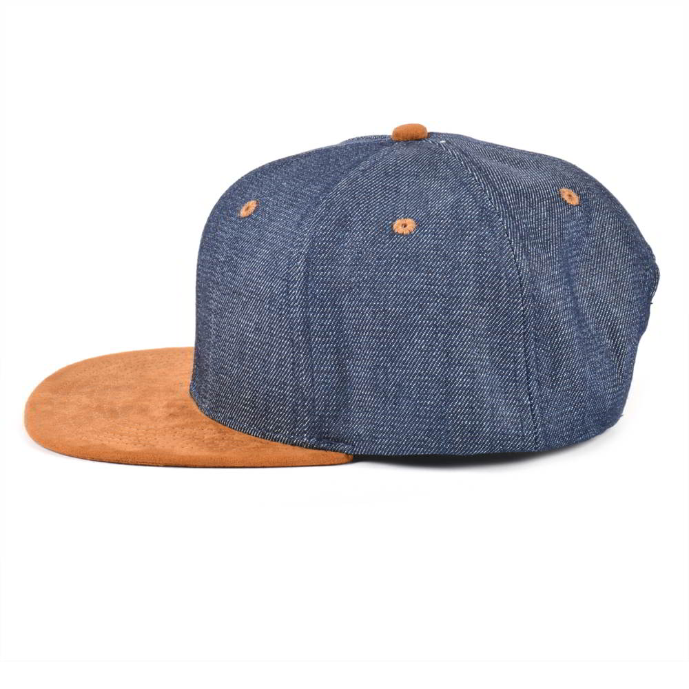 suede brim denim flat snapback caps