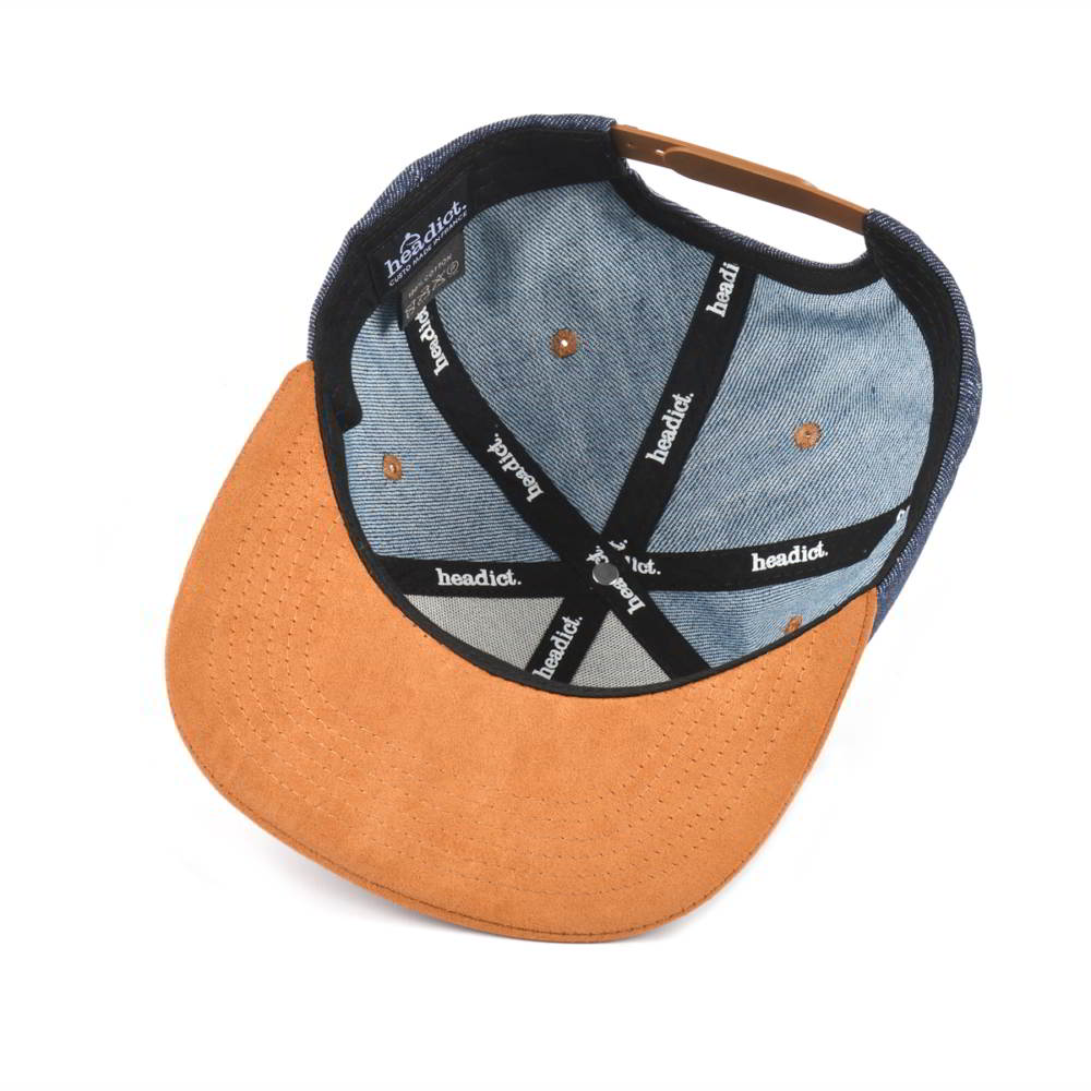 suede brim denim flat snapback caps