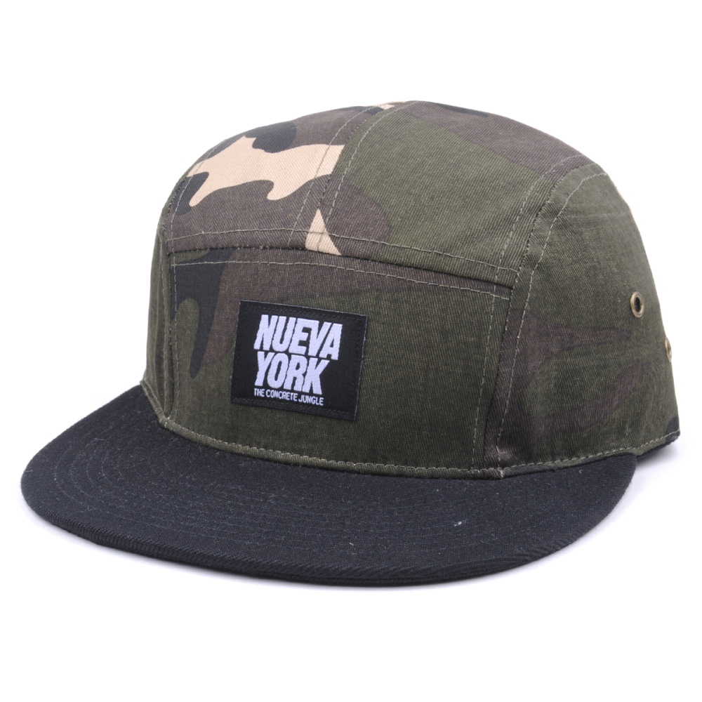 plain woven patch camo 5 panels caps