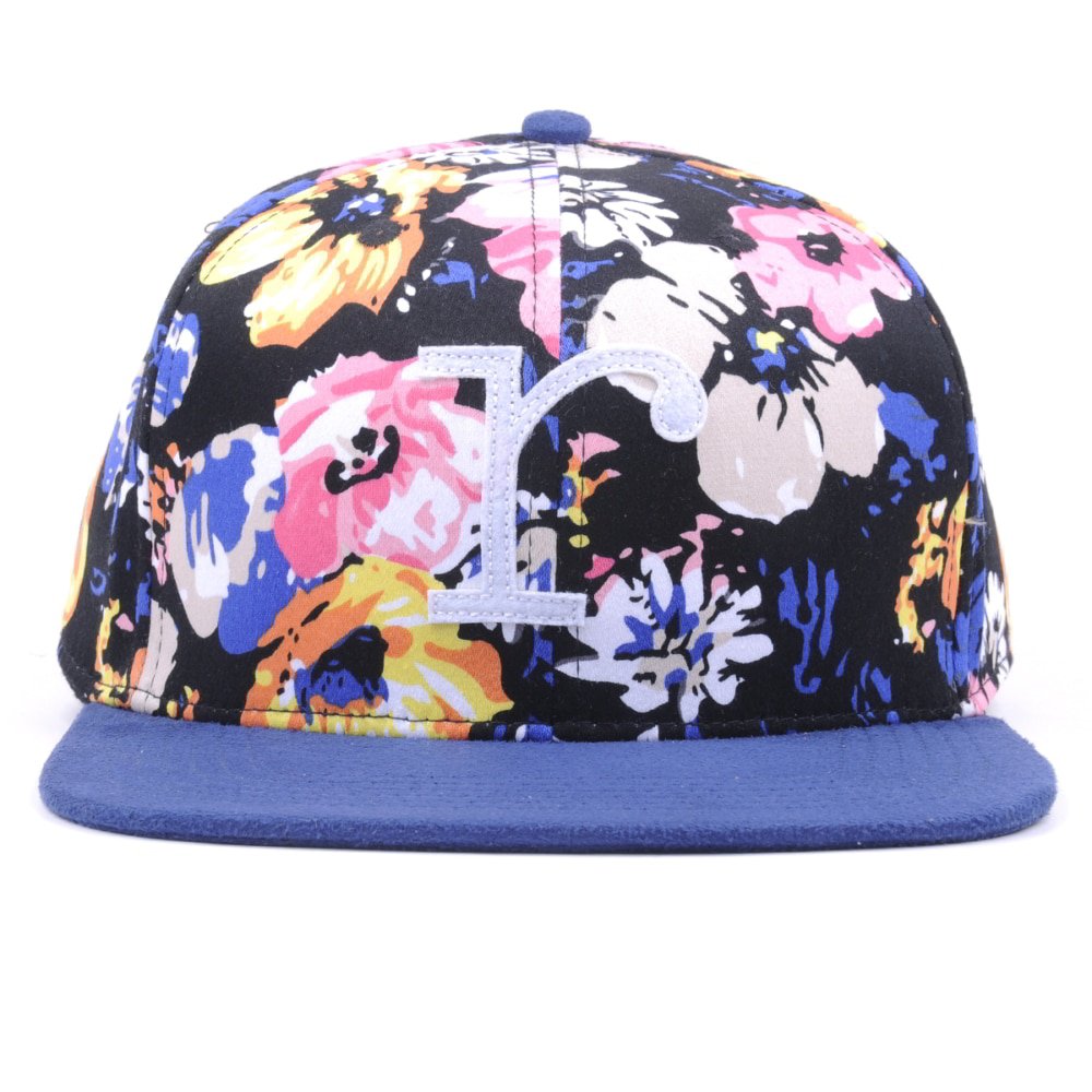 >suede flat brim printed snapback hat