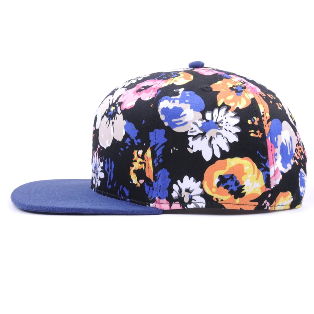 suede flat brim printed snapback hat