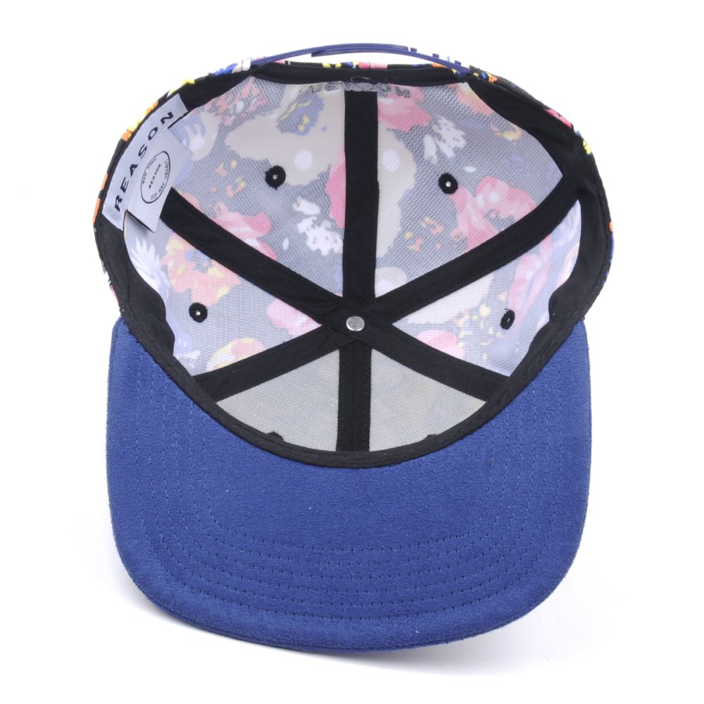 suede flat brim printed snapback hat