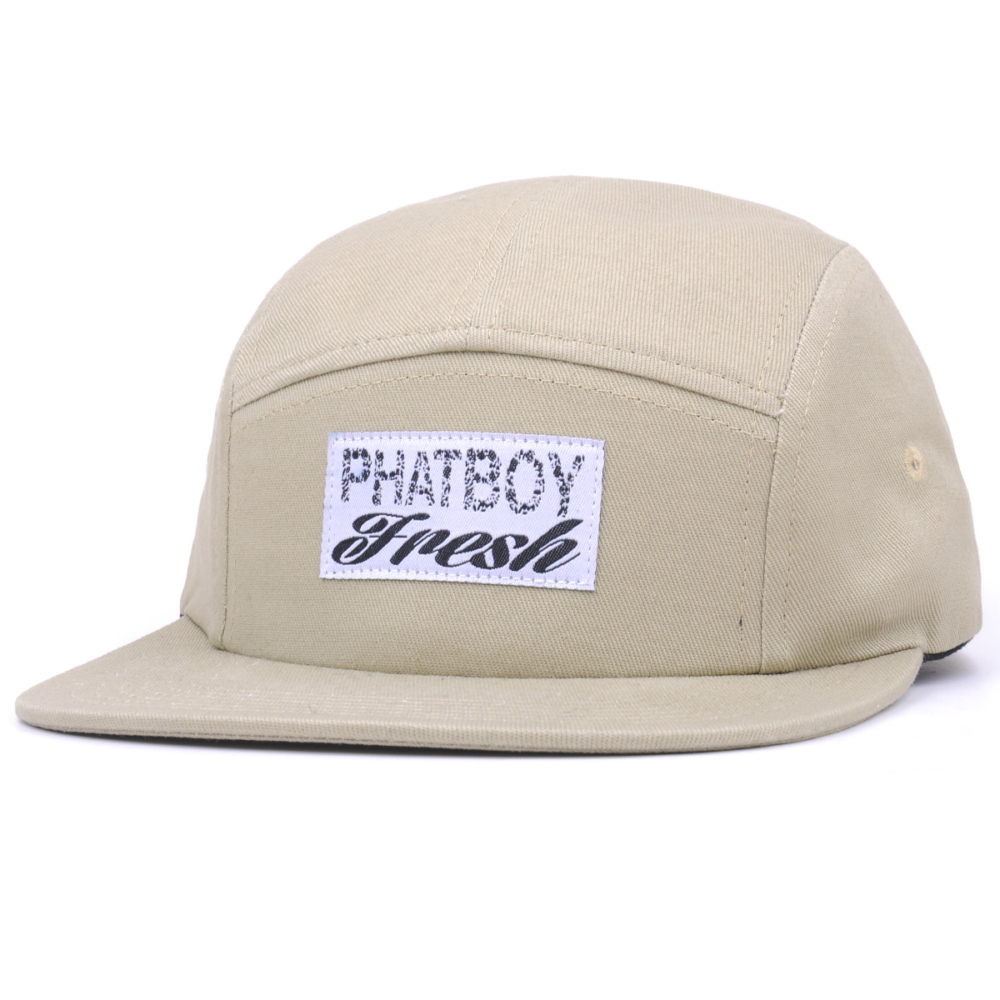 custom woven label plain 5 panels caps