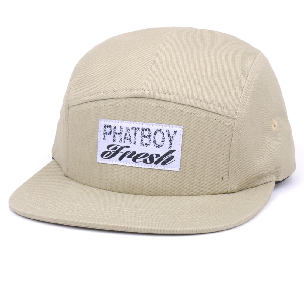 custom woven label plain 5 panels caps