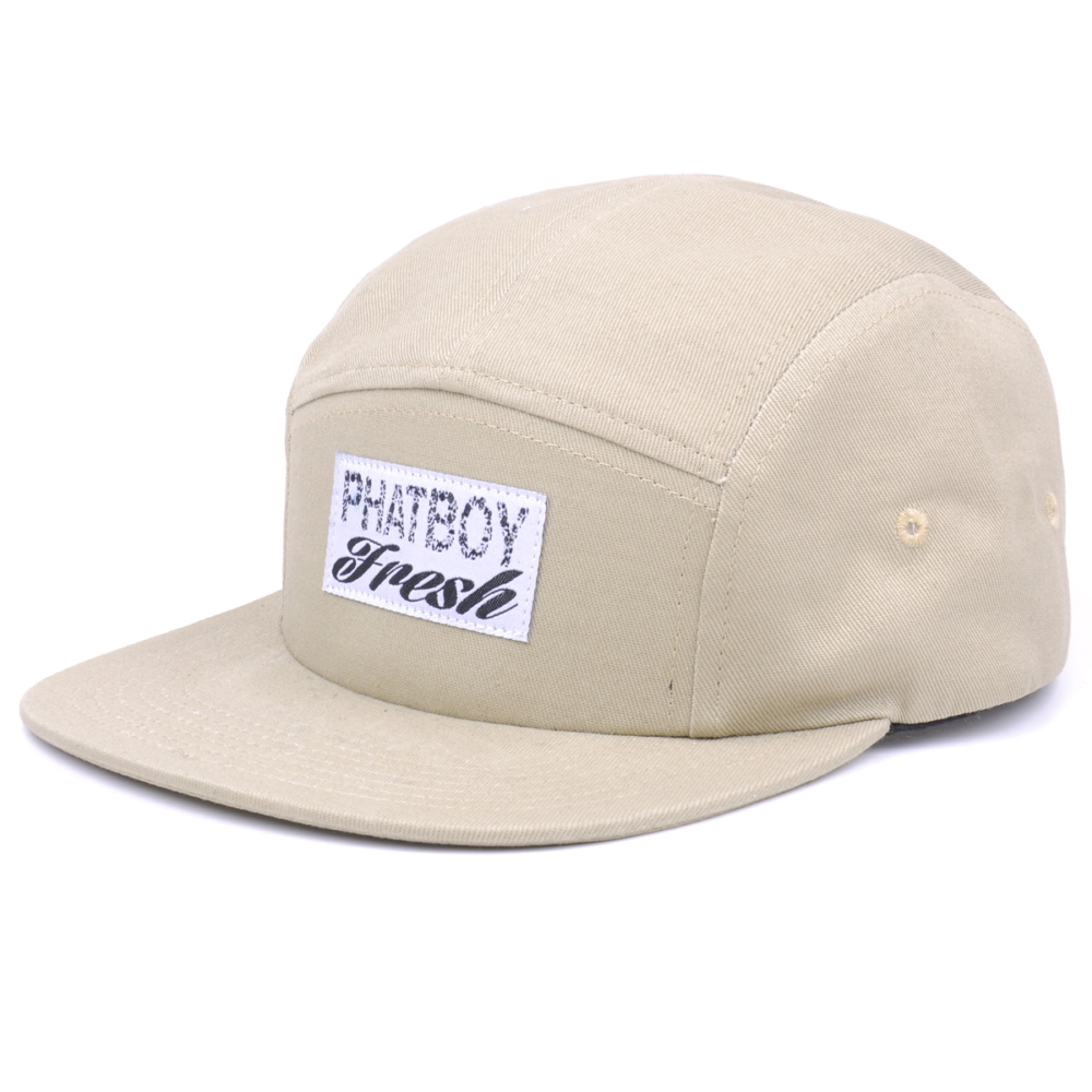 custom woven label plain 5 panels caps