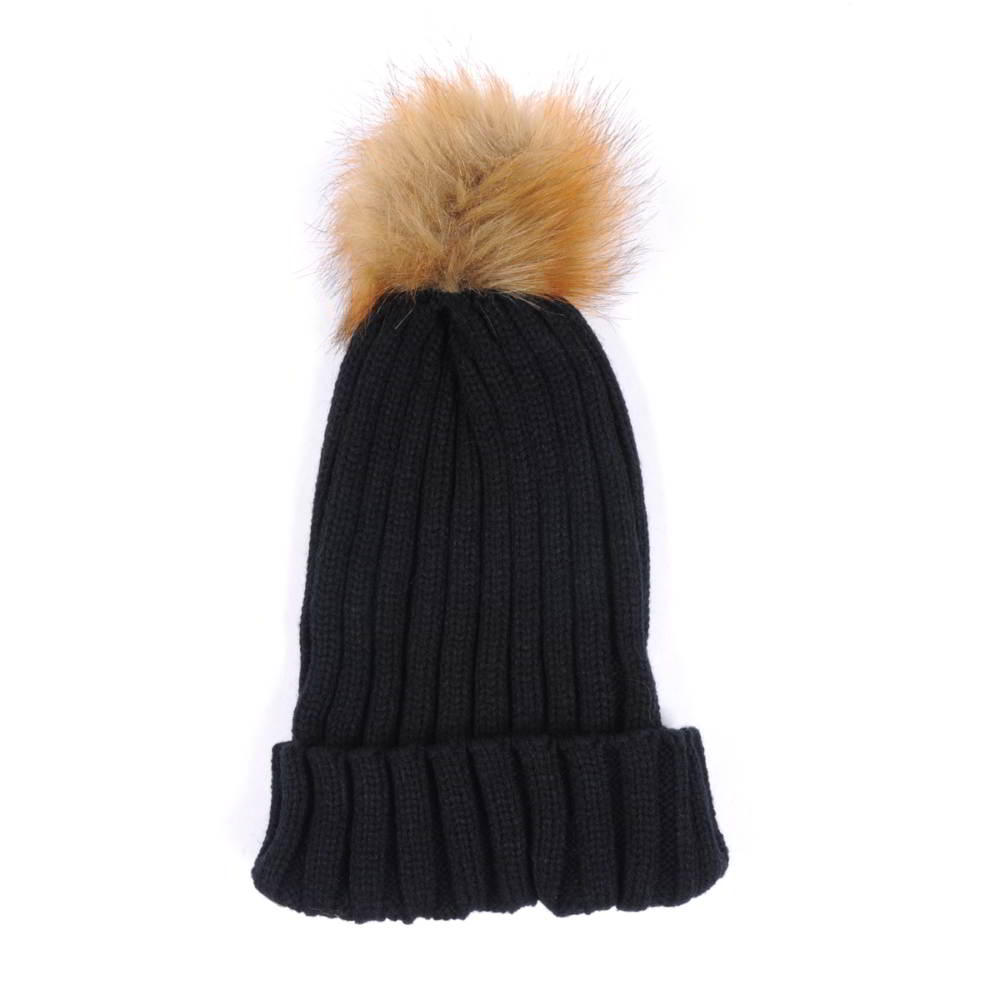 >plain blank pom winter black beanies