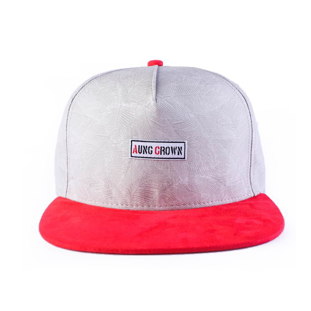 >red suede brim 5 panels aungcrown patch snapback hats