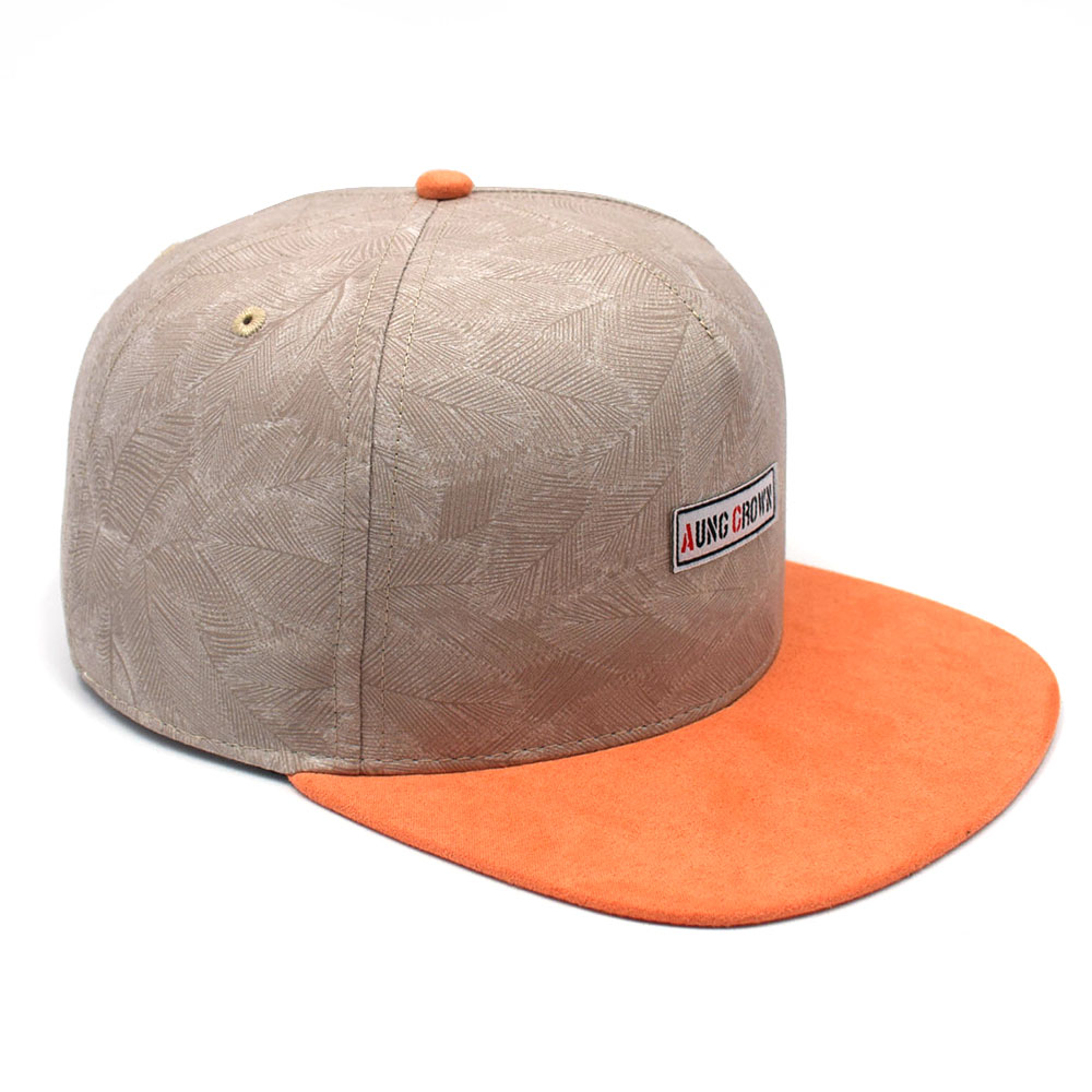 5 panels plain aungcrown logo suede brim snapback hats