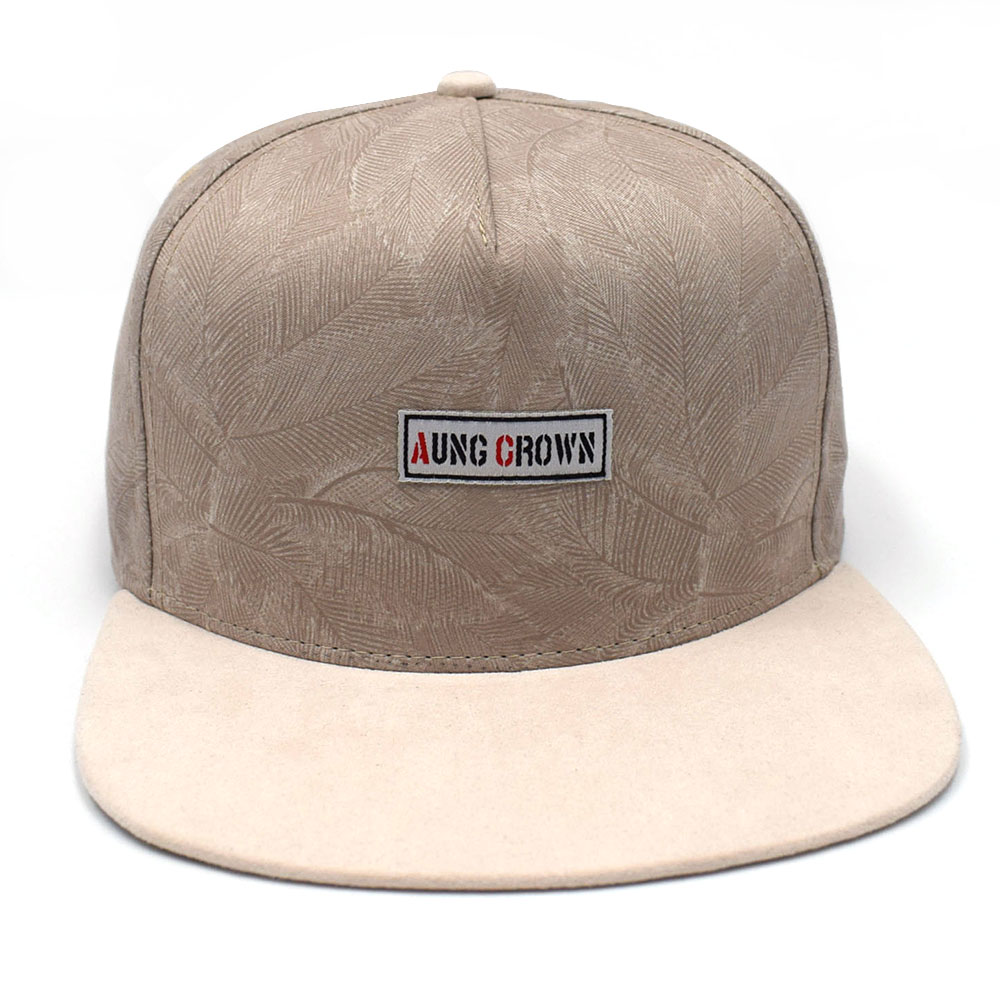 5 panels plain logo suede brim snapback hats