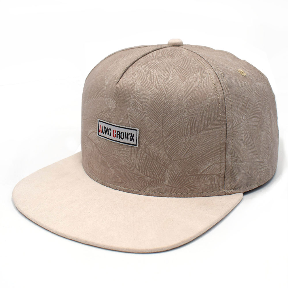 5 panels plain logo suede brim snapback hats