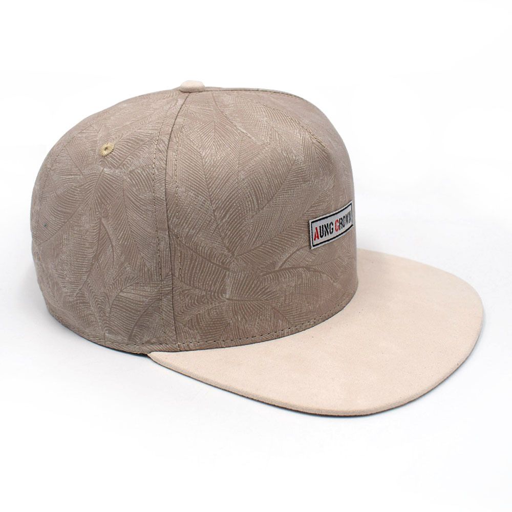 5 panels plain logo suede brim snapback hats