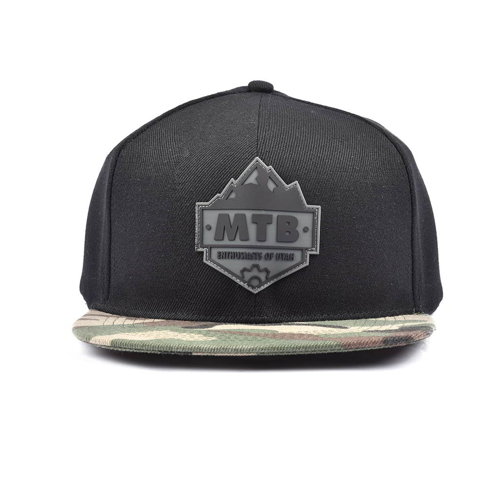 rubber patch camo brim black snapback hats