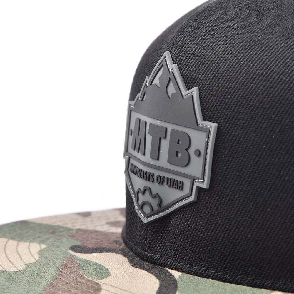 rubber patch camo brim black snapback hats