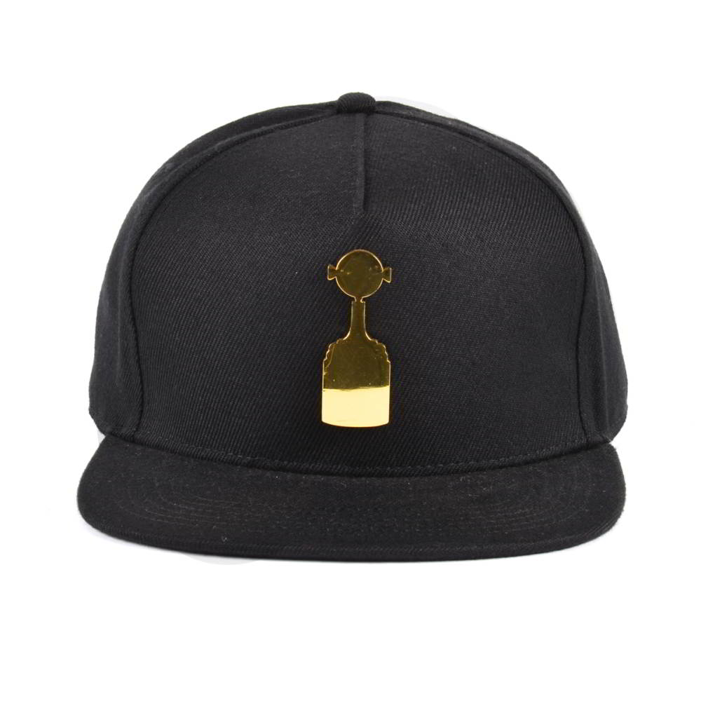 5 panels metal plate black snapback hats