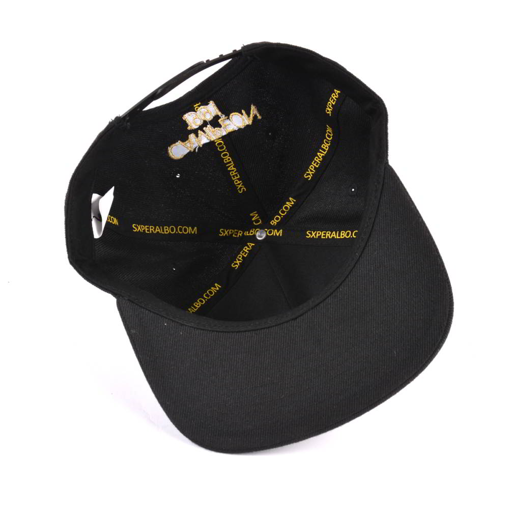 5 panels metal plate black snapback hats