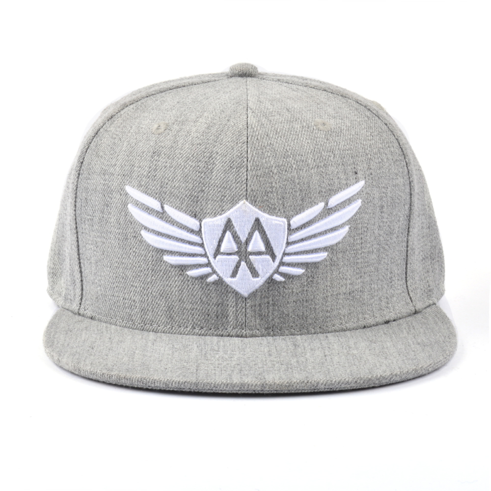 >3d embroidery gray acrylic wool snapback caps