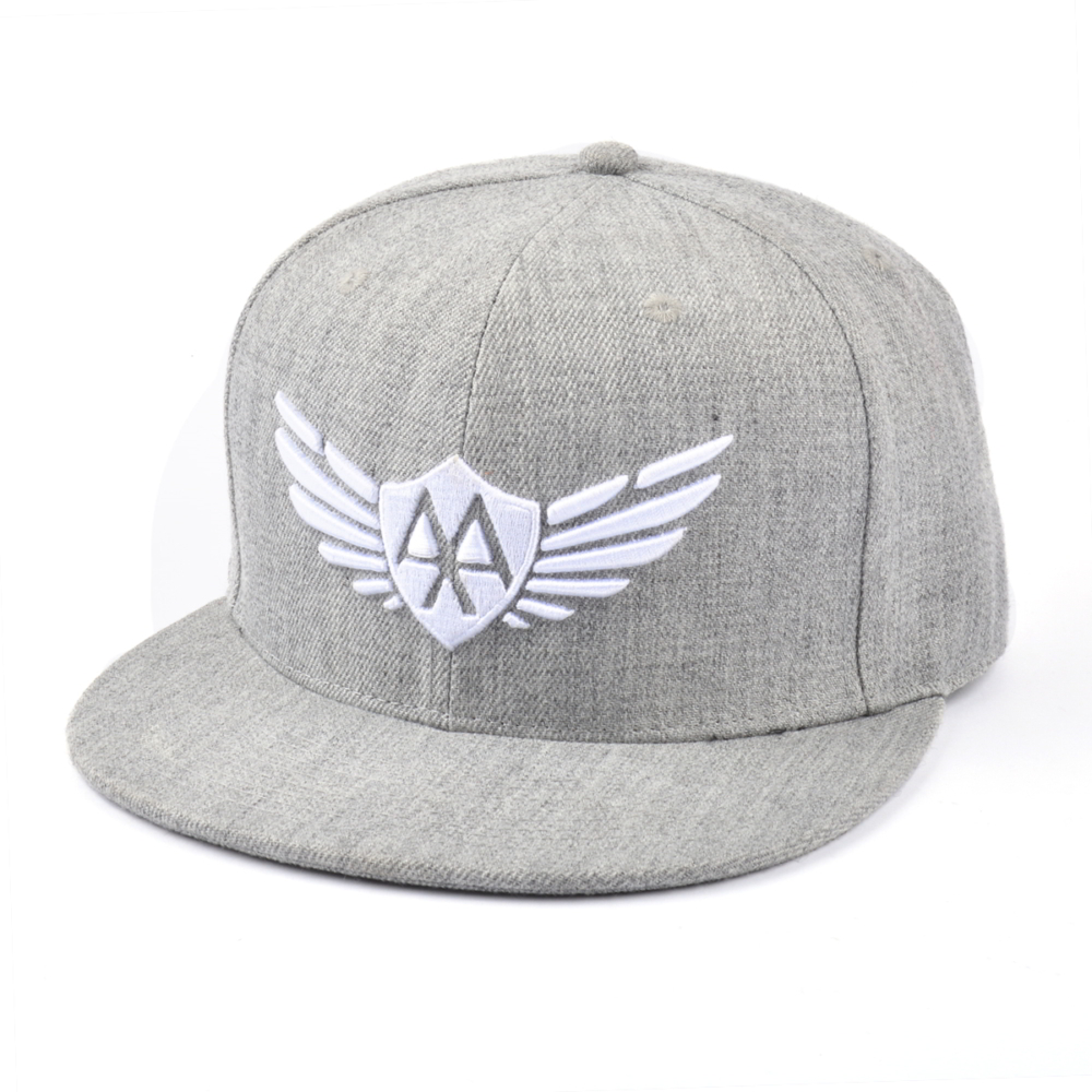 3d embroidery gray acrylic wool snapback caps