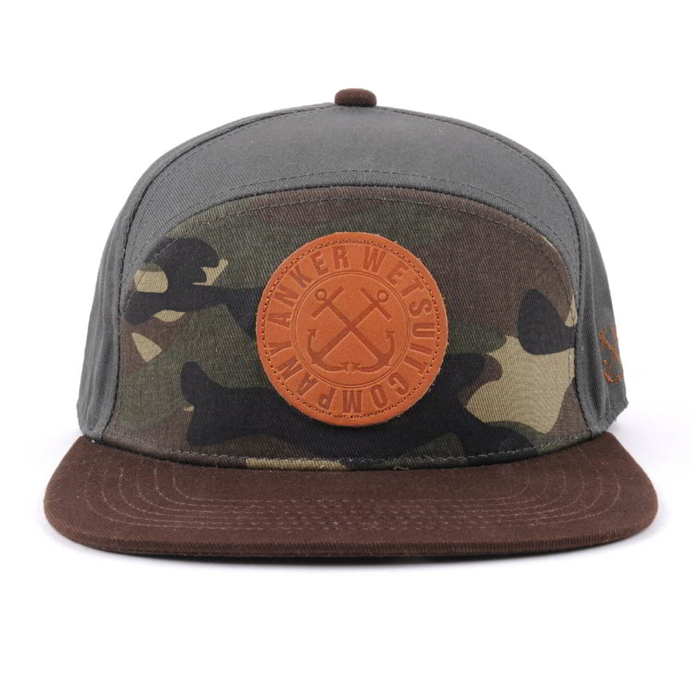 special 6 panels camo leather patch snapback hats