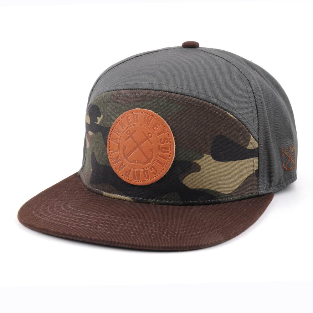 special 6 panels camo leather patch snapback hats