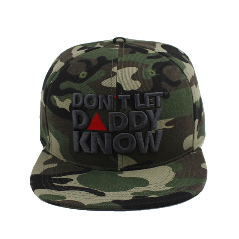 >3d embroidery camo flat brim snapback caps