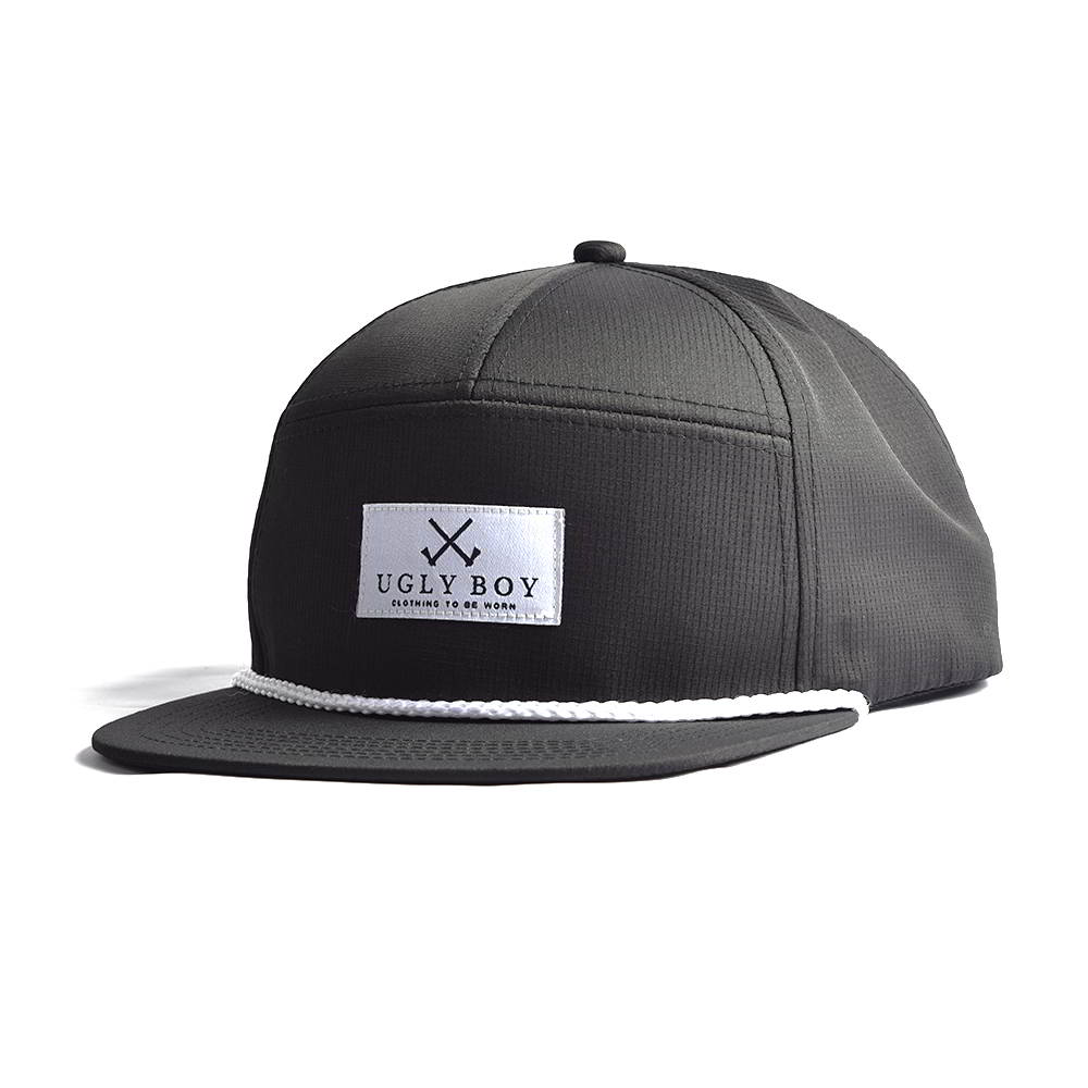 rope snapback caps 7 panels black hats