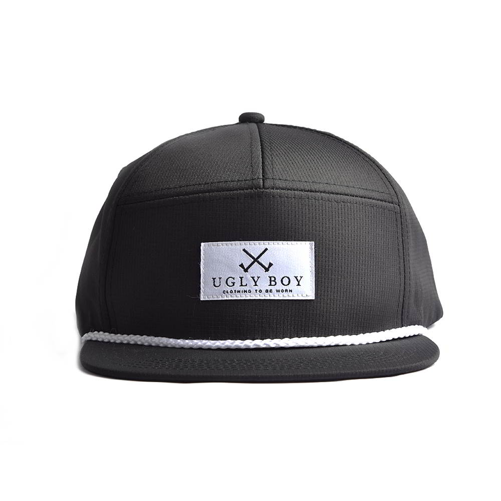 rope snapback caps 7 panels black hats