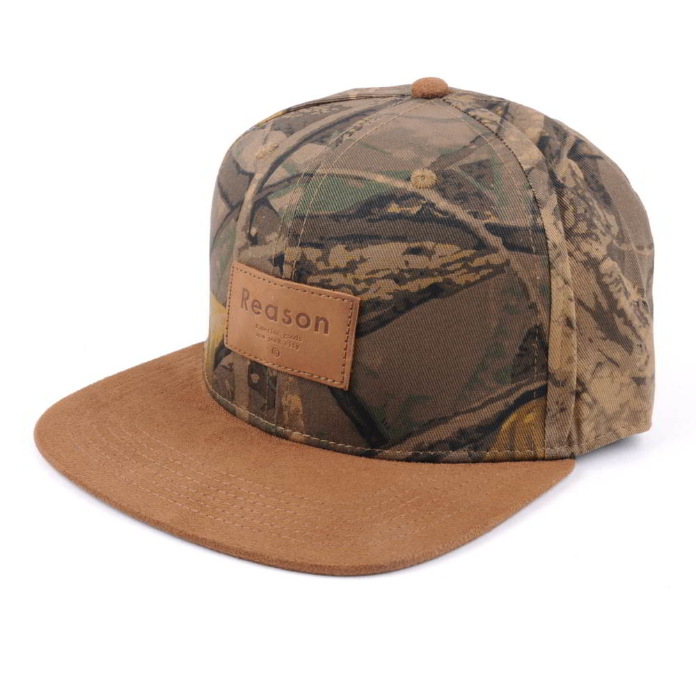 suede brim leather plate printing snapback caps