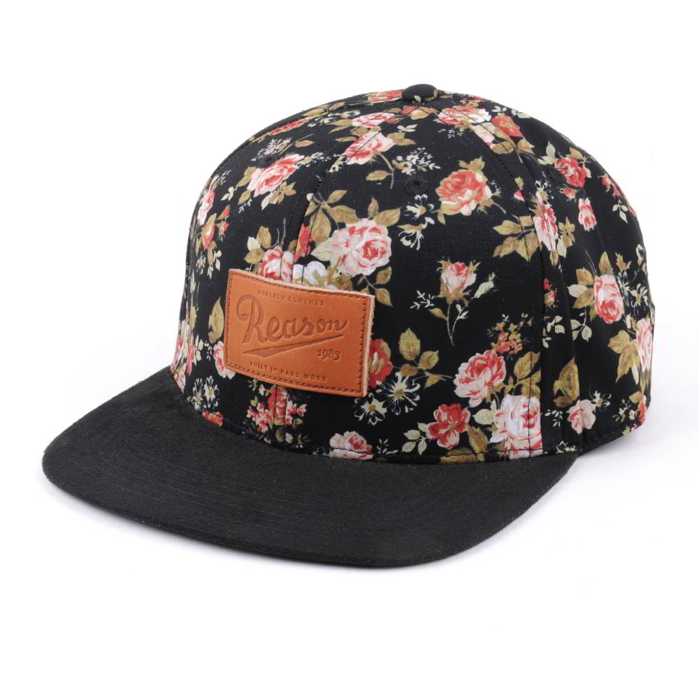 leather patch flower printing snapback hats