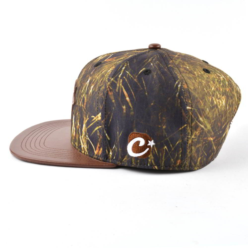 leather patch and brim printing snapback hats