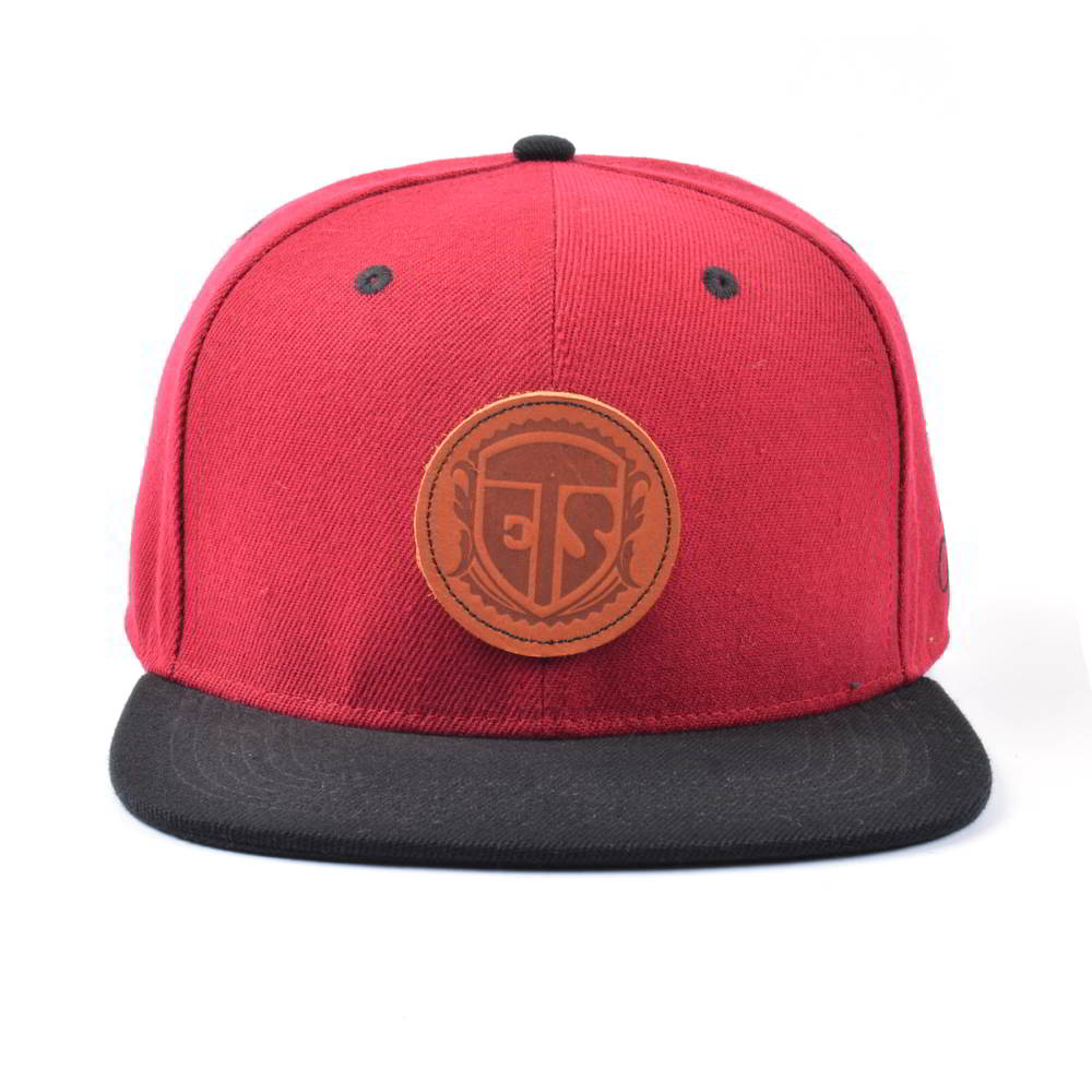 leather patch 6 panels two tone snapback hats