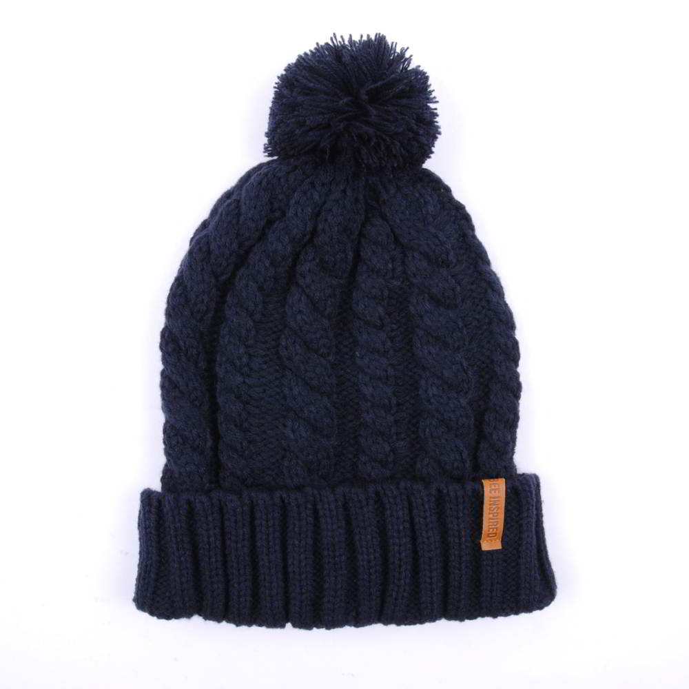 plain logo pom blank cuffed winter beanies