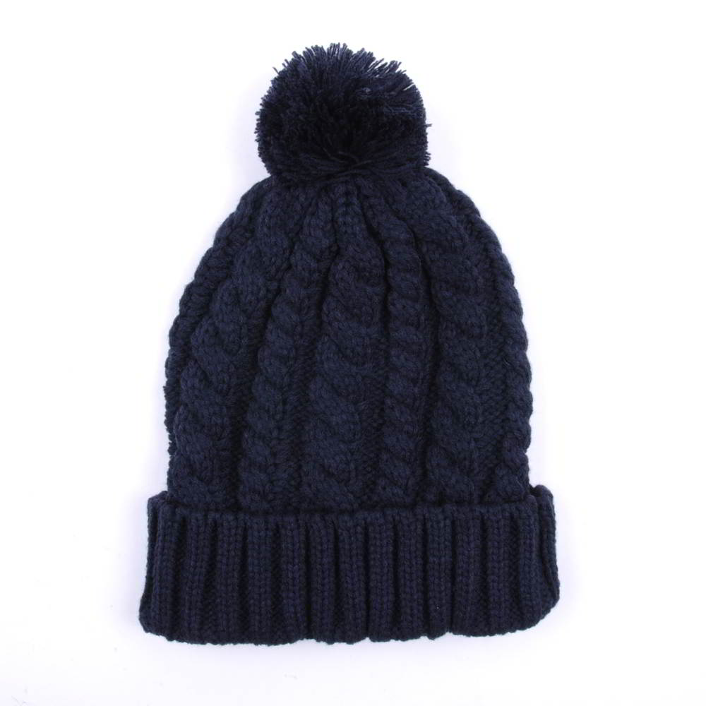 plain logo pom blank cuffed winter beanies