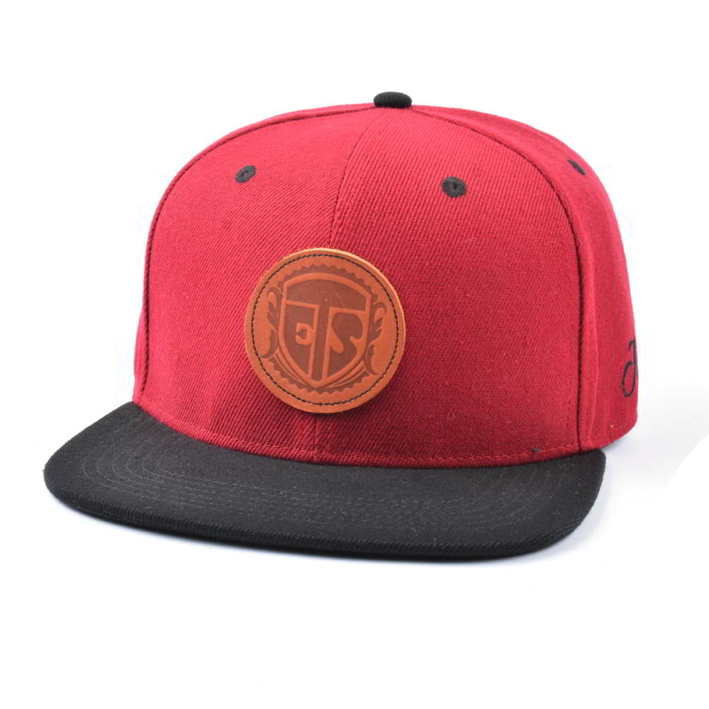 leather patch 6 panels two tone snapback hats